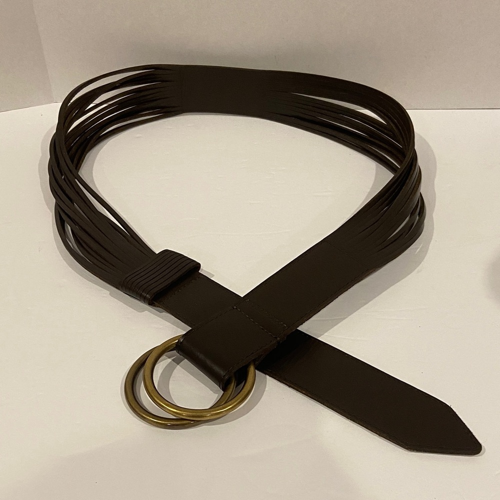 NWT Lucky Brand Genuine Leather Wide Belt w/ Brass Hardware M/L